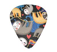 Guitar Picks 12 Pack Fun Lovers With Sloths In The Jungle 0.46mm/0.71mm/0.96mm Thin Medium Heavy Plectrums