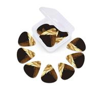 Guitar Picks 12 Pack Golden Feathers Print Guitar Pick Holder Personalized Pick Holder Set Guitar Picks for Acoustic Guitars Violin Ukulele Bass