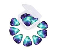 Guitar Picks 12 Pack Green Blue Purple Galaxy Print Guitar Pick Holder Personalized Pick Holder Set Guitar Picks for Acoustic Guitars Violin Ukulele Bass