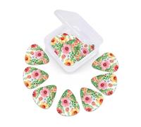 Guitar Picks 12 Pack Happy Flower Print Guitar Pick Holder Personalized Pick Holder Set Guitar Picks for Acoustic Guitars Violin Ukulele Bass