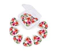 Guitar Picks 12 Pack Hawaiian Flower Print Print Guitar Pick Holder Personalized Pick Holder Set Guitar Picks for Acoustic Guitars Violin Ukulele Bass
