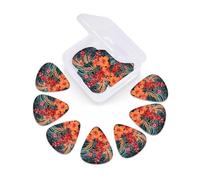 Guitar Picks 12 Pack Hawaiian Traditional Design Print Guitar Pick Holder Personalized Pick Holder Set Guitar Picks for Acoustic Guitars Violin Ukulele Bass