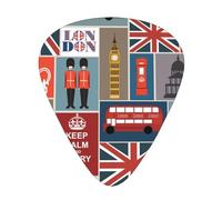 Guitar Picks-12 Pack Includes Thin,Medium & Heavy Gauges,England Symbols For Bass,Electric & Acoustic Guitars