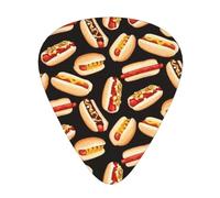 Guitar Picks-12 Pack Includes Thin,Medium & Heavy Gauges,Fun Food Hot Dogs For Bass,Electric & Acoustic Guitars