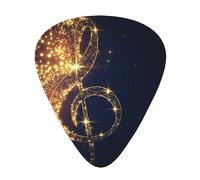 Guitar Picks-12 Pack Includes Thin,Medium & Heavy Gauges,Gold Musical Note With Shiny Star For Bass,Electric & Acoustic Guitars