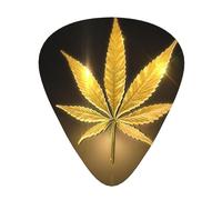Guitar Picks-12 Pack Includes Thin,Medium & Heavy Gauges,Golden Cannabis For Bass,Electric & Acoustic Guitars