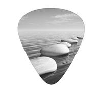 Guitar Picks-12 Pack Includes Thin,Medium & Heavy Gauges,Grey Zen Stones Picture For Bass,Electric & Acoustic Guitars