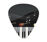 Guitar Picks-12 Pack Includes Thin,Medium & Heavy Gauges,Guitar Piano Pattern For Bass,Electric & Acoustic Guitars