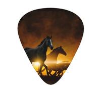 Guitar Picks-12 Pack Includes Thin,Medium & Heavy Gauges,Horses Red Glowing Clouds For Bass,Electric & Acoustic Guitars
