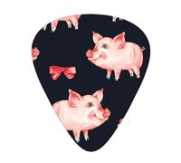 Guitar Picks-12 Pack Includes Thin,Medium & Heavy Gauges,Red Cute Piggy For Bass,Electric & Acoustic Guitars