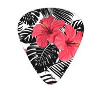 Guitar Picks-12 Pack Includes Thin,Medium & Heavy Gauges,Red Hibiscus For Bass,Electric & Acoustic Guitars