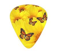 Guitar Picks-12 Pack Includes Thin,Medium & Heavy Gauges,Yellow Flowers Butterflies For Bass,Electric & Acoustic Guitars
