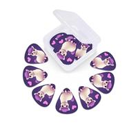 Guitar Picks 12 Pack Love Alpaca Purple Print Guitar Pick Holder Personalized Pick Holder Set Guitar Picks for Acoustic Guitars Violin Ukulele Bass