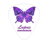 Guitar Picks 12 Pack Lupus Awareness Butterfly Single Sided Printing Thin Medium Heavy Plectrums