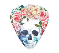 Guitar Picks 12 Pack Mexican Watercolor Skull And Roses Guitar Music Lover Thin Medium Heavy Plectrums