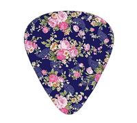 Guitar Picks 12 Pack Navy Blue Base Floral Printed Personalized Guitar Plectrums For Bass Acoustic Guitar Electric Guitar Includes Thin Medium Heavy Gauges