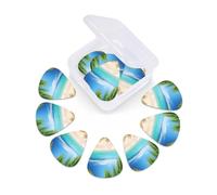 Guitar Picks 12 Pack Ocean Sea Beach Palm Leaves Print Guitar Pick Holder Personalized Pick Holder Set Guitar Picks for Acoustic Guitars Violin Ukulele Bass