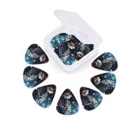 Guitar Picks 12 Pack Owl Among Flowers at Night Print Guitar Pick Holder Personalized Pick Holder Set Guitar Picks for Acoustic Guitars Violin Ukulele Bass