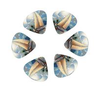 Guitar Picks 12 Pack Palm Trees and Ocean Sailboat Print Guitar Pick Holder Personalized Guitar Picks for Acoustic Guitars Violin Ukulele Bass