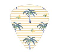 Guitar Picks 12 Pack Palm Trees With Coconuts Butterflies Striped Single Sided Printing Thin Medium Heavy Plectrums
