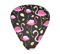 Guitar Picks 12 Pack Pink Flamingo Bird Golden Leaf Men Women Thin Medium Heavy Plectrums