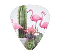 Guitar Picks 12 Pack Pink Flamingo Succulent Plants Printed Personalized Guitar Plectrums For Bass Acoustic Guitar Electric Guitar Includes Thin Medium Heavy Gauges