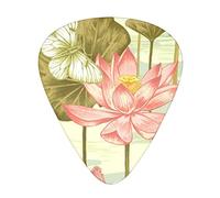 Guitar Picks 12 Pack Pond With Exotic Flowers Lotus Butterfly Novelty Thin Medium Heavy Plectrums