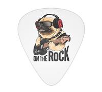 Guitar Picks 12 Pack Pug Dog On Headphone Playing Guitar Boys Girls Thin Medium Heavy Plectrums