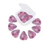 Guitar Picks 12 Pack Purple Flowers Collage Print Guitar Pick Holder Personalized Pick Holder Set Guitar Picks for Acoustic Guitars Violin Ukulele Bass
