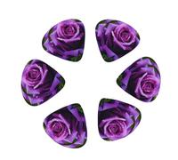 Guitar Picks 12 Pack Purple Rose Flower Print Guitar Pick Holder Personalized Guitar Picks for Acoustic Guitars Violin Ukulele Bass