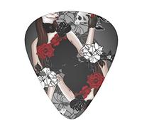 Guitar Picks 12 Pack Queen Of Spades Skull Head Roses 0.46mm/0.71mm/0.96mm Thin Medium Heavy Plectrums