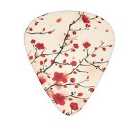 Guitar Picks 12 Pack Red Cherry Blossom Flower Vintage Guitar Music Lover Thin Medium Heavy Plectrums