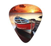 Guitar Picks 12 Pack Red Fishing Boat Printed Personalized Guitar Plectrums For Bass Acoustic Guitar Electric Guitar Includes Thin Medium Heavy Gauges