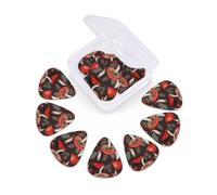 Guitar Picks 12 Pack Red Mushrooms Print Guitar Pick Holder Personalized Pick Holder Set Guitar Picks for Acoustic Guitars Violin Ukulele Bass