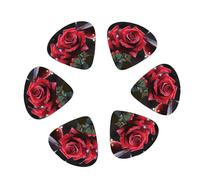 Guitar Picks 12 Pack Romantic Red Rose Print Guitar Pick Holder Personalized Guitar Picks for Acoustic Guitars Violin Ukulele Bass
