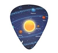 Guitar Picks 12 Pack Solar System Concept Realistic Three Size Thin Medium Heavy Plectrums