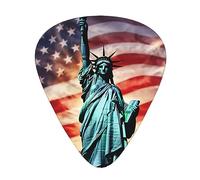Guitar Picks 12 Pack Statue Of Liberty Flag Printed Personalized Guitar Plectrums For Bass Acoustic Guitar Electric Guitar Includes Thin Medium Heavy Gauges