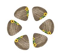 Guitar Picks 12-Pack Sunflowers On Wooden Board Guitar Picks For Electric Guitar Acoustic Guitar Various Guitars
