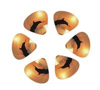 Guitar Picks 12 Pack Sunset Dolphin Print Guitar Pick Holder Personalized Guitar Picks for Acoustic Guitars Violin Ukulele Bass