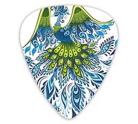 Guitar Picks 12 Pack Universal ABS Guitar Picks,Abstract Exotic Bird Figure With Stylized Long Tail And Wings Floral Swirled Leavesfor Acoustic and Electric Guitar