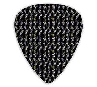 Guitar Picks 12 Pack Universal ABS Guitar Picks,Abstract Flourishing Foliage Nature Illustration With Blooming Roses Colorful Dotsfor Acoustic and Electric Guitar