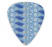 Guitar Picks 12 Pack Universal ABS Guitar Picks,Abstract Sea Pattern With Spiral Circles Waves Lines Illustrationfor Acoustic and Electric Guitar