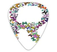 Guitar Picks 12 Pack Universal ABS Guitar Picks,An Assortment Of Butterflies In The Shape Of Uppercase Letter Nature Inspired Fontfor Acoustic and Electric Guitar