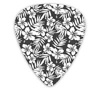 Guitar Picks 12 Pack Universal ABS Guitar Picks,Artisan Exotic Hibiscus Flowers Fern Leaves Pattern Nature Plant Picture Theme Artfor Acoustic and Electric Guitar