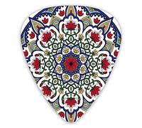 Guitar Picks 12 Pack Universal ABS Guitar Picks,Asian Ethnic Mandala Lotus Flowers Kaleidoscopic Circular Ancient Traditionalfor Acoustic and Electric Guitar