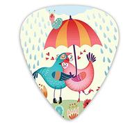 Guitar Picks 12 Pack Universal ABS Guitar Picks,Birds In The Rain With An Umbrella Colorful Valentines Day Romantic Illustrationfor Acoustic and Electric Guitar