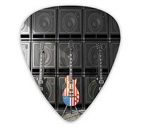 Guitar Picks 12 Pack Universal ABS Guitar Picks,Black And Us Bass Guitar Electronic Rock Music Theme Digital Graphic Workfor Acoustic and Electric Guitar