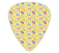 Guitar Picks 12 Pack Universal ABS Guitar Picks,Blossoming Cartoon Flowers And Animal Mascots Balloons Bow Ties Playful Clip Artfor Acoustic and Electric Guitar