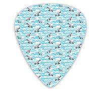 Guitar Picks 12 Pack Universal ABS Guitar Picks,Blue Artistic Aquatic Ocean Waves Brushstrokes Sketchy Flying Birdsfor Acoustic and Electric Guitar