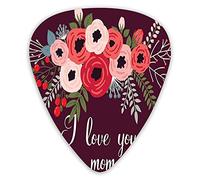Guitar Picks 12 Pack Universal ABS Guitar Picks,Bouquet Of Spring Poppies And Hand Written Style I Love You Momfor Acoustic and Electric Guitar